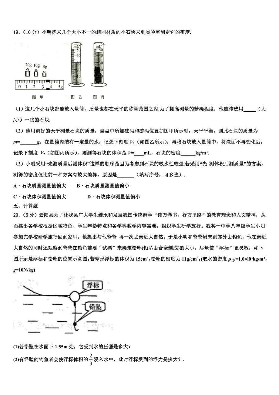 2023学年江苏省南京市扬子第一中学物理八年级第二学期期末监测试题（含解析）.doc_第5页