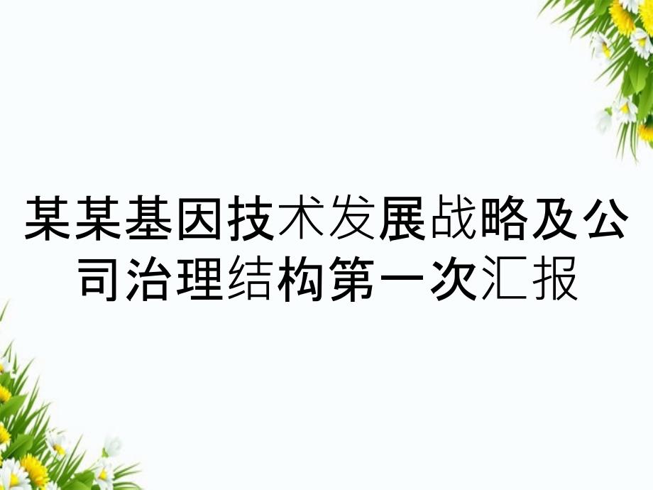 某某基因技术有限公司发展战略及公司治理结构第一次汇报_第1页