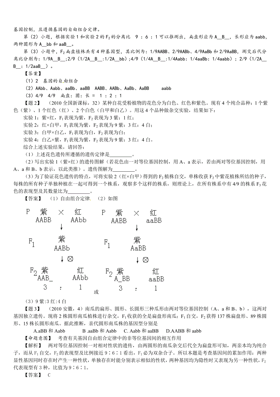 遗传基本定律中的F2特殊性状分离比归类_第2页