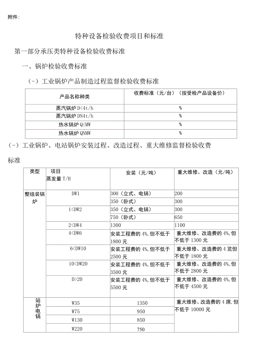 特种设备检验收费项目和标准_第2页