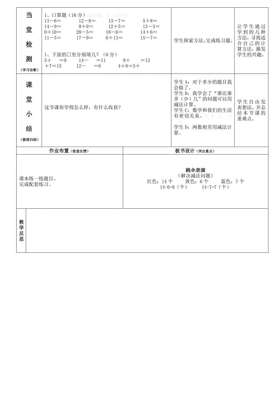 2022年一年级数学下册第一单元第5节跳伞表演(第1课时)导学案教学设计_第5页