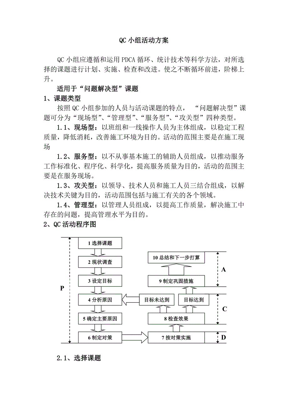 QC小组活动方案_第2页