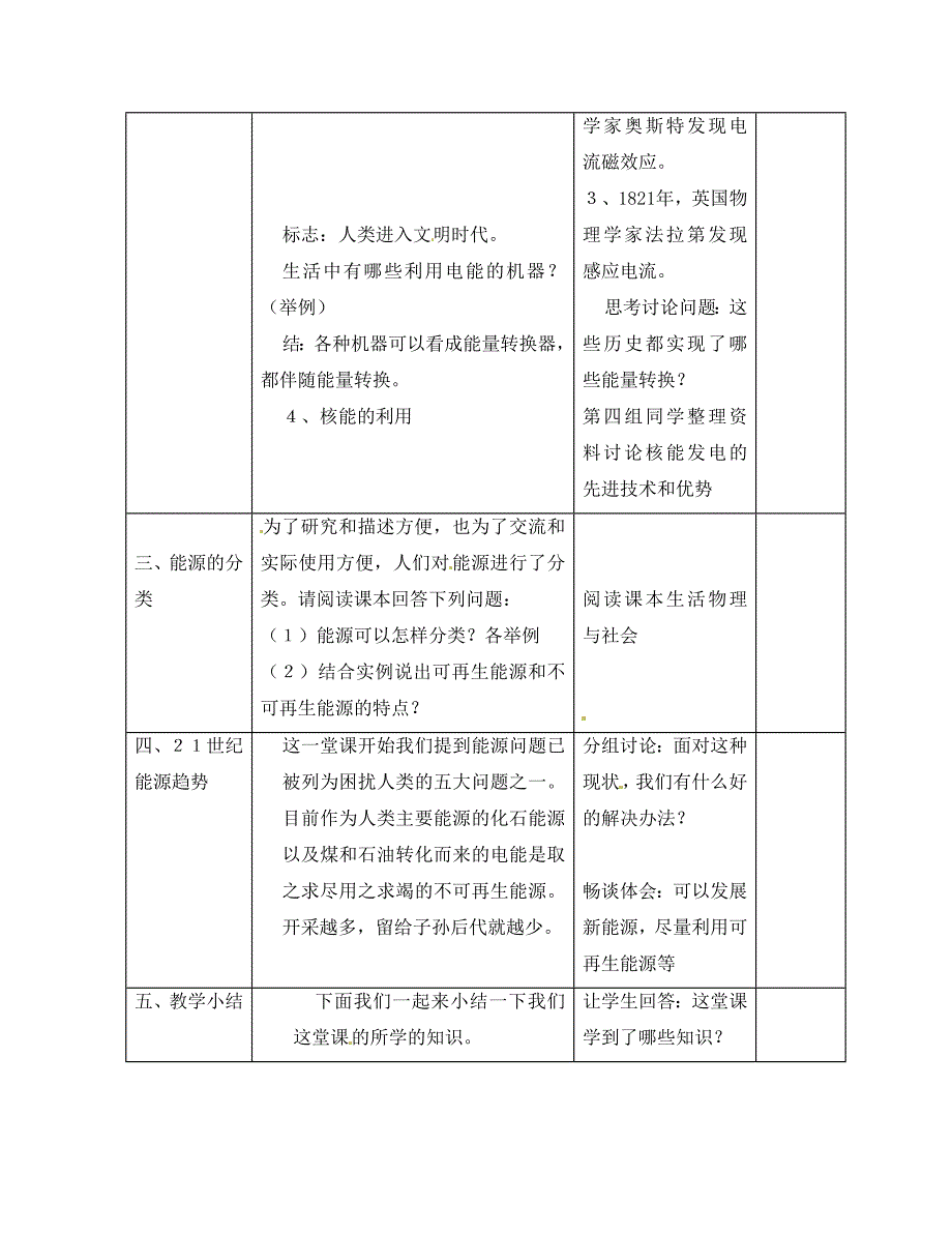 江苏省连云港市岗埠中学九年级物理下册18.1能源利用与社会发展教案苏科版_第3页