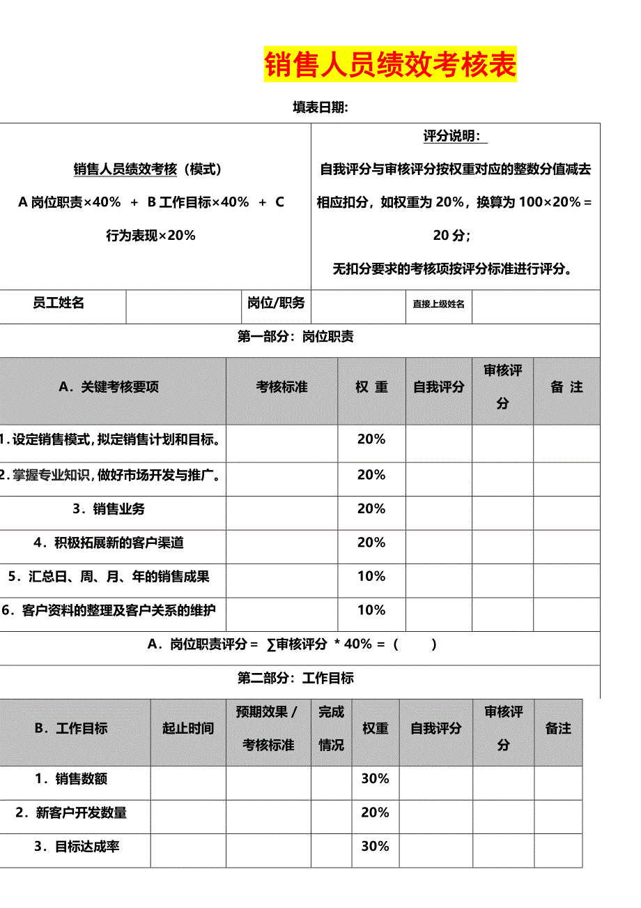 75销售人员绩效考核表（天选打工人）.docx_第1页