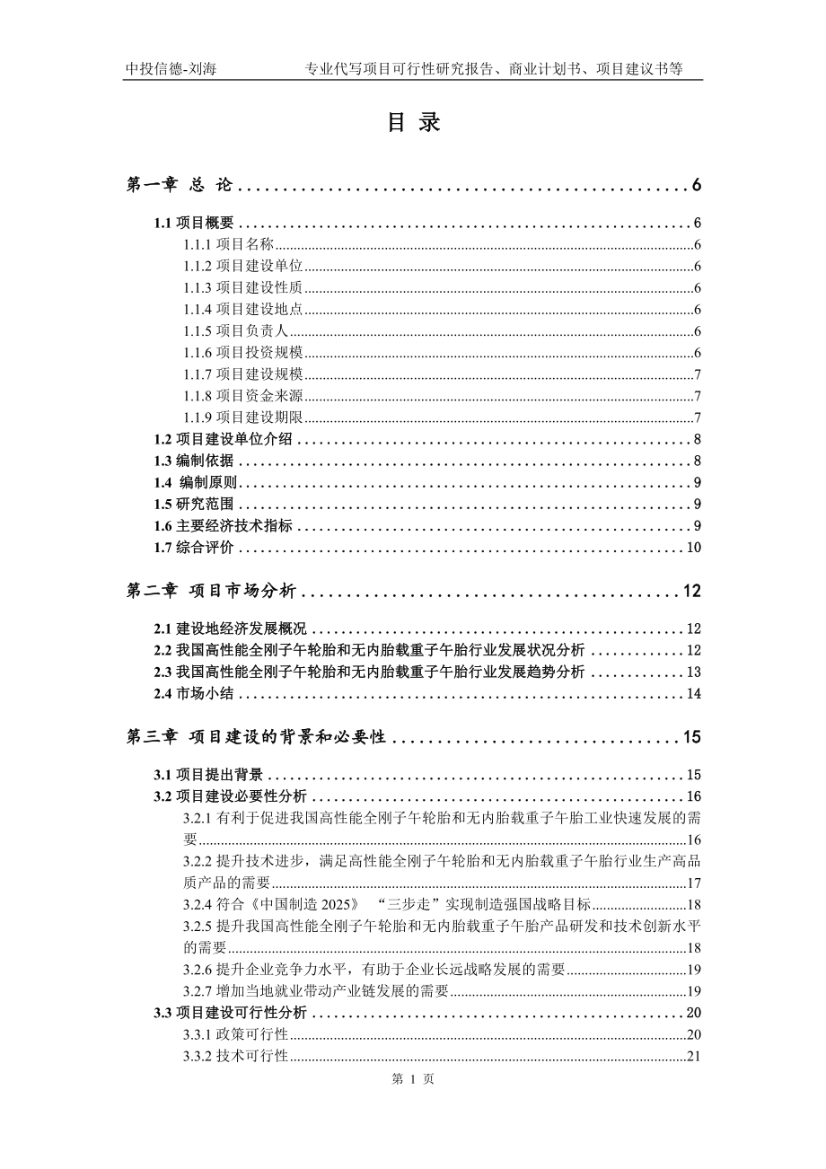 高性能全刚子午轮胎和无内胎载重子午胎项目可行性研究报告模版立项报告_第2页