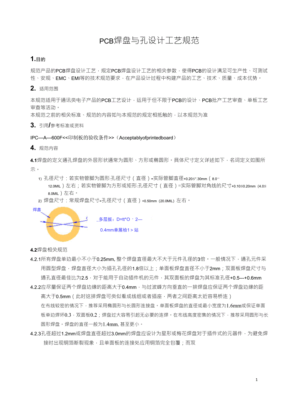 PCB焊盘工艺设计规范_第1页