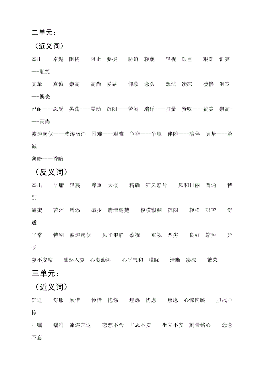 六年级上册按课文顺序近义词反义词_第2页