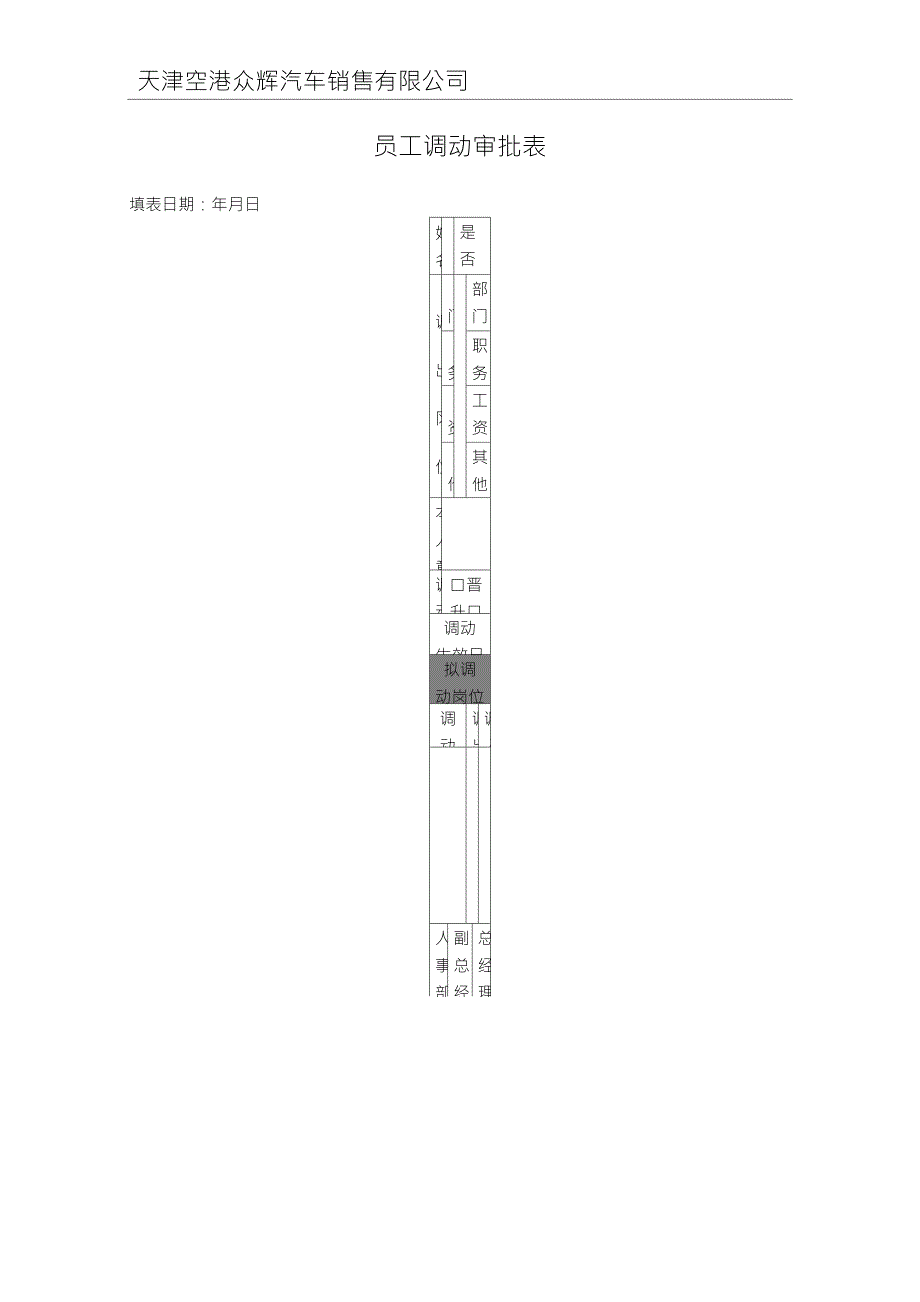 员工调动审批表_第1页