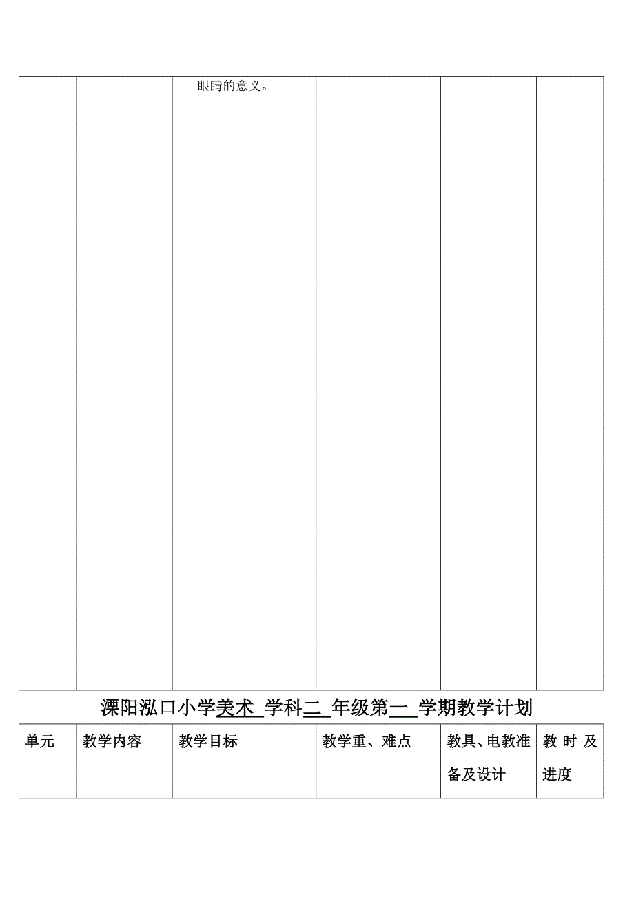 美术二年级第一学期教学计划_第2页