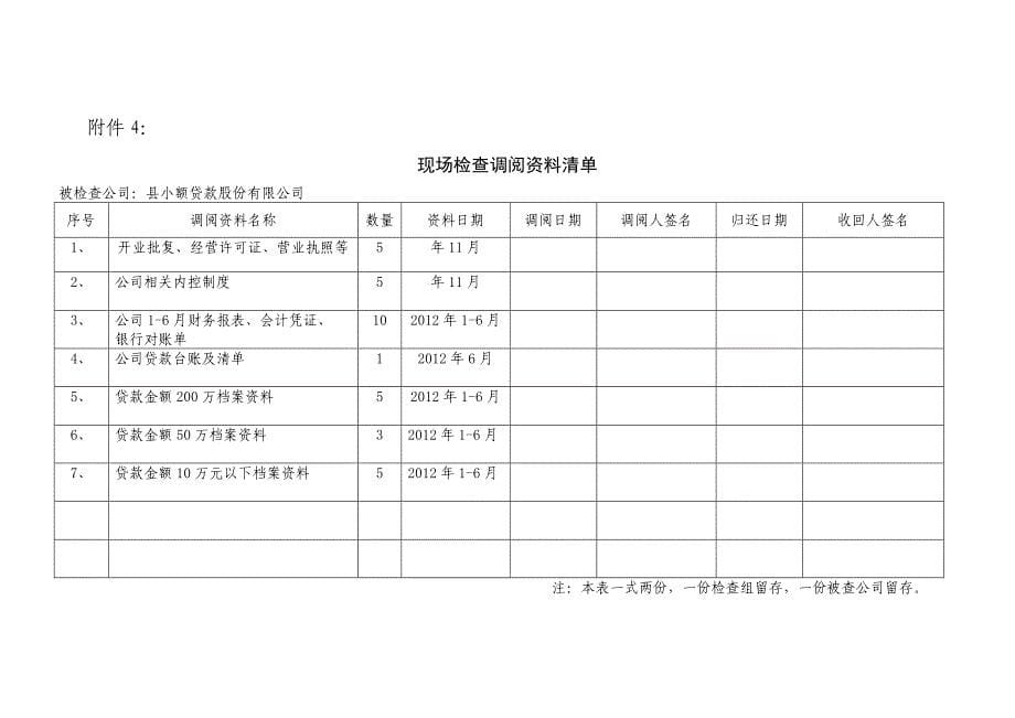 小额贷款公司现场检查方案_第5页