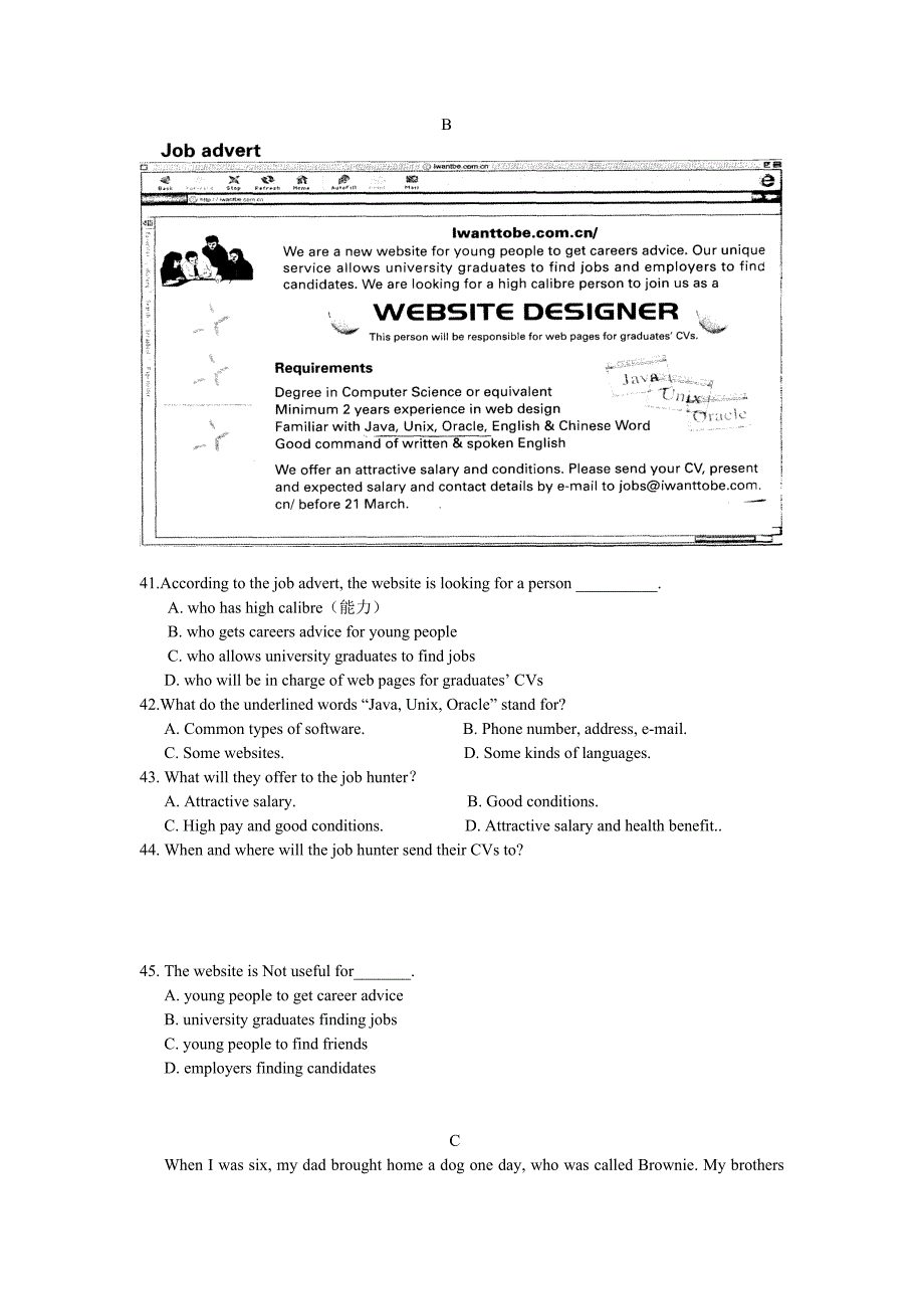 2012辽宁省普通高中学业水平考试(英语)考前测试及答案_第4页