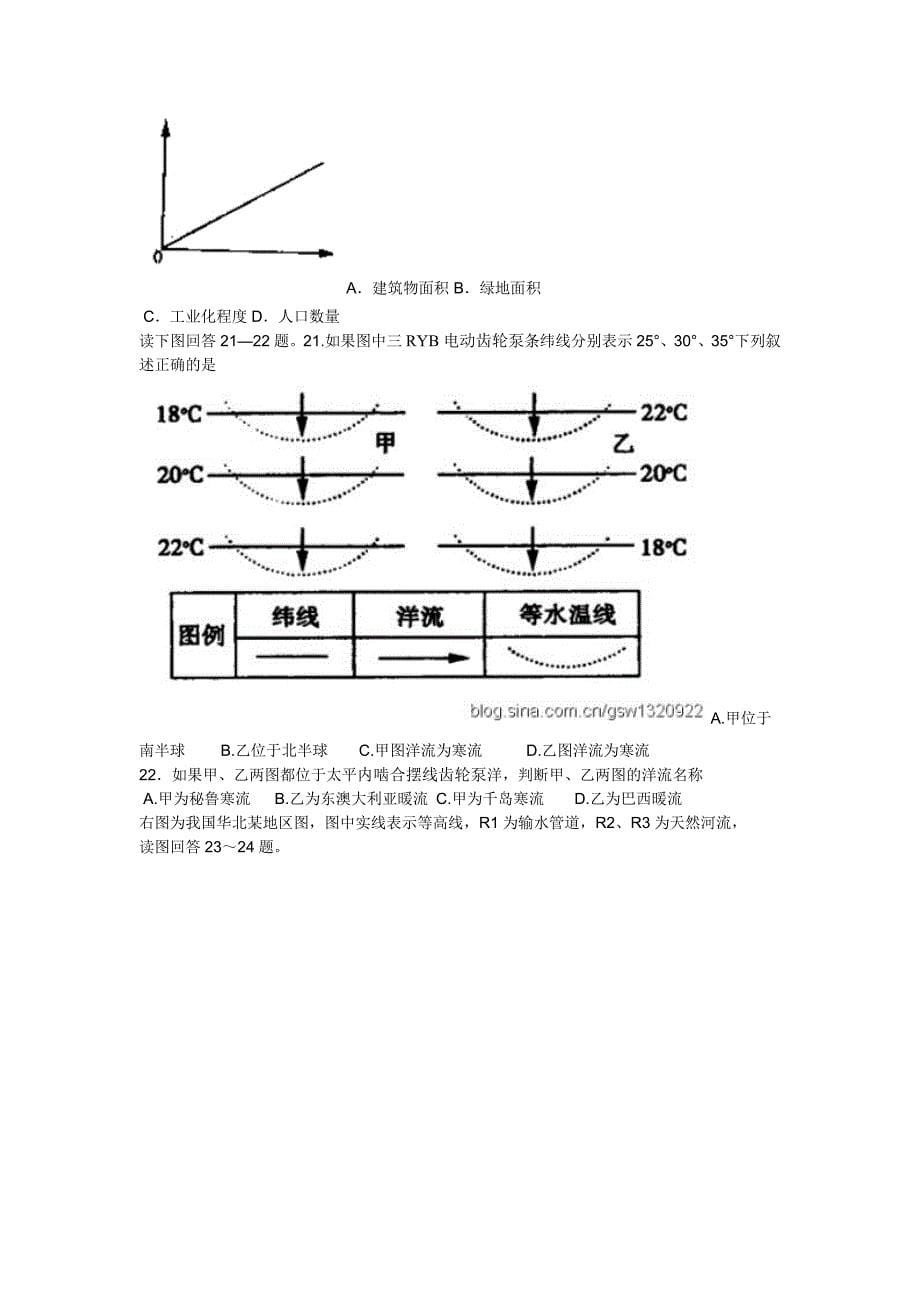 山东淄博一中11-12学年度第一学期高三期中模块考试地理_第5页