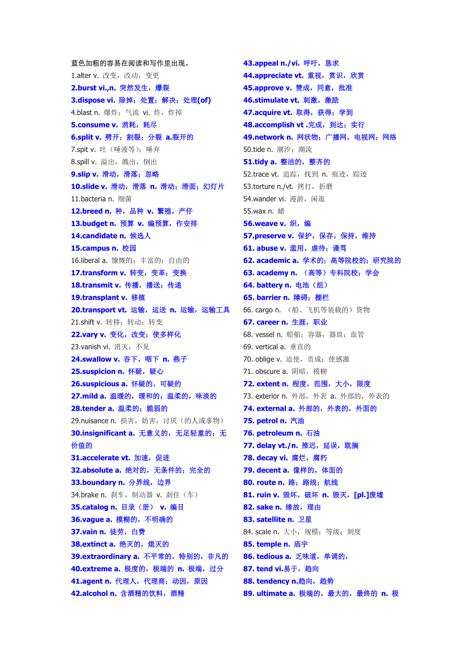 大学英语四级高频词汇大全_第1页