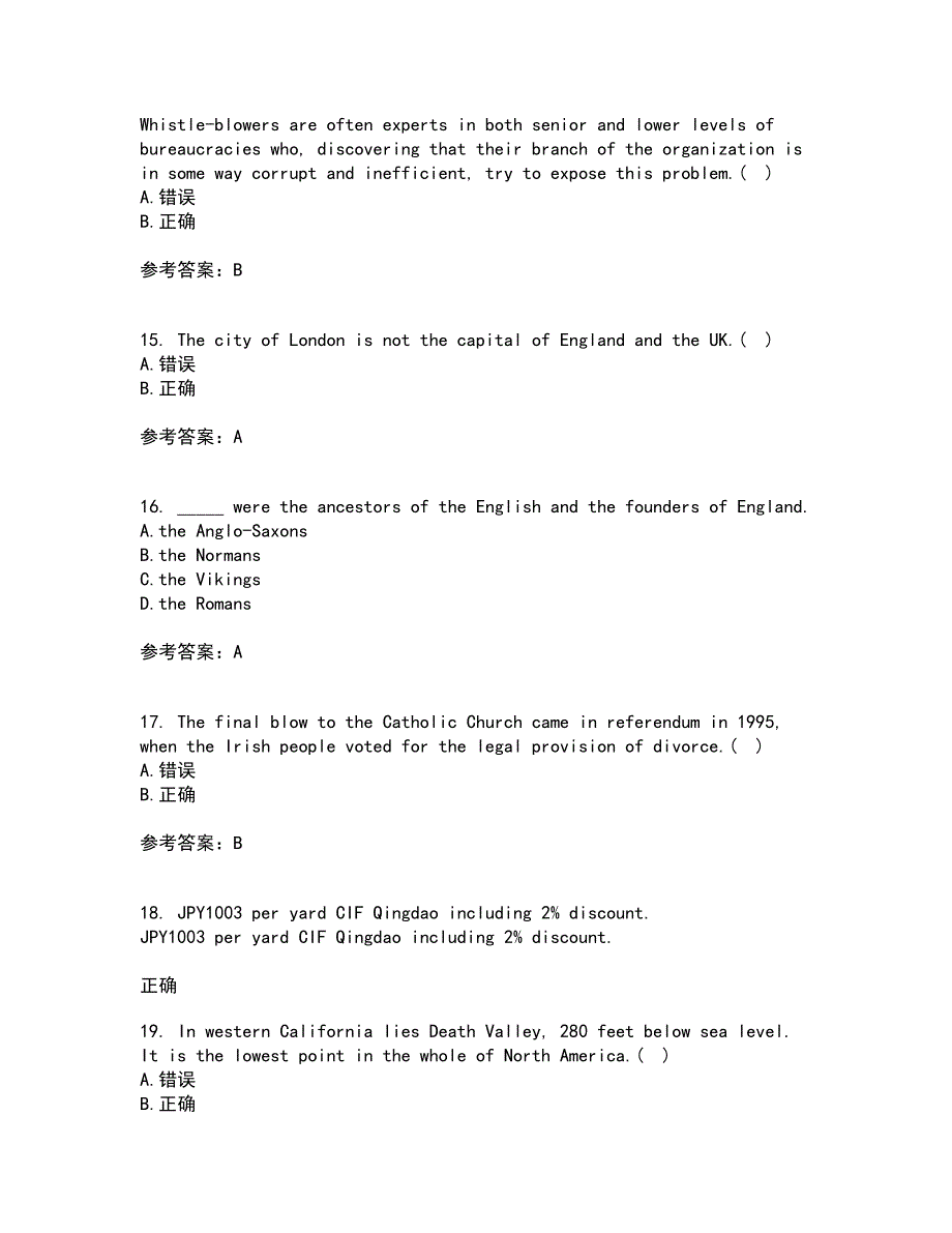 北京语言大学21春《英语国家概况》在线作业二满分答案84_第4页