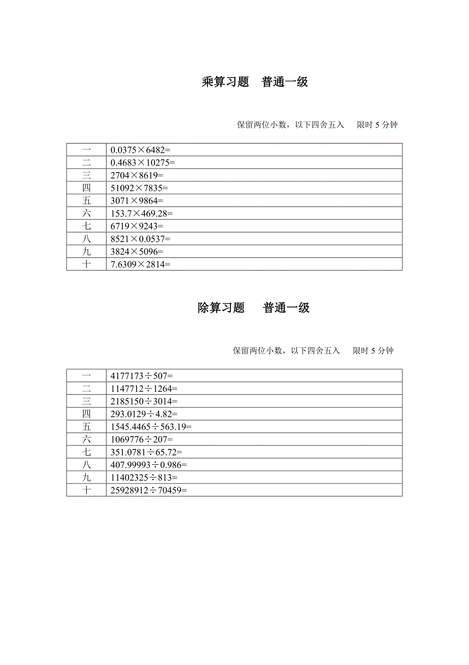 珠算试题普通一级-五级五套题_第2页