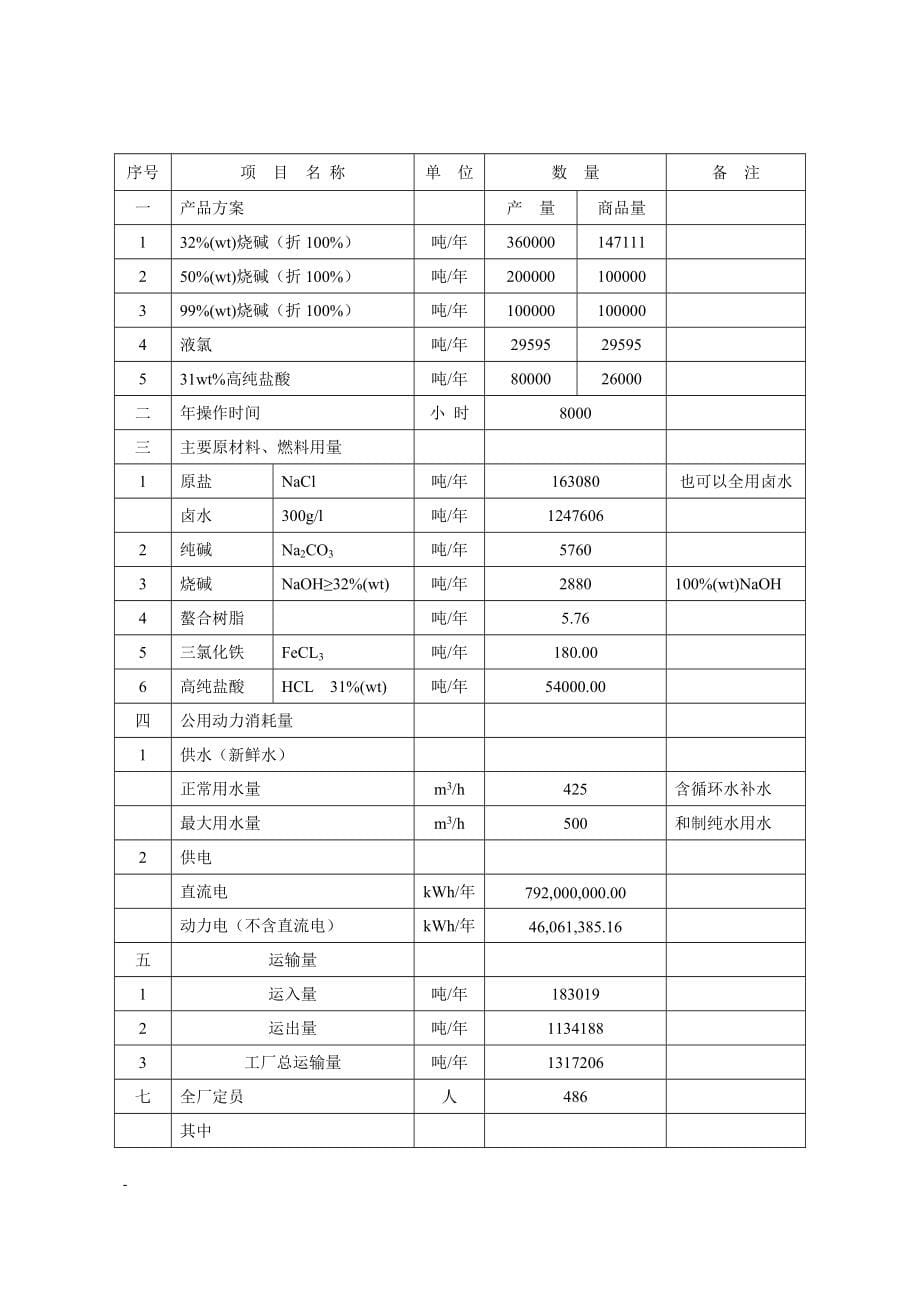 某某化工集团36万吨年离子膜烧碱工程可行性研究报告书-150页优秀甲级资质可研报告书.doc_第5页