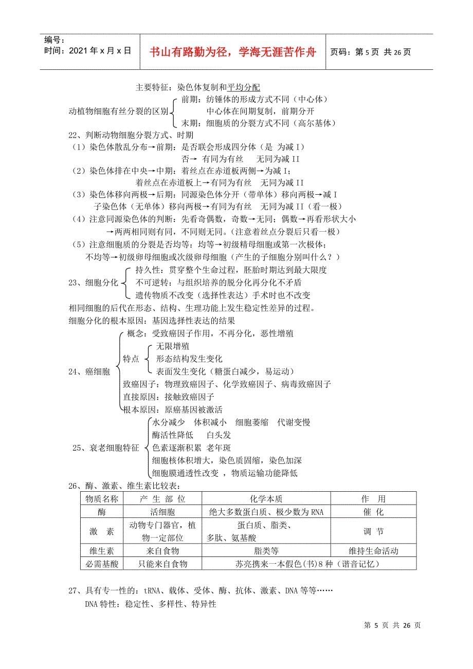 高中生物复习要点记忆手册_第5页