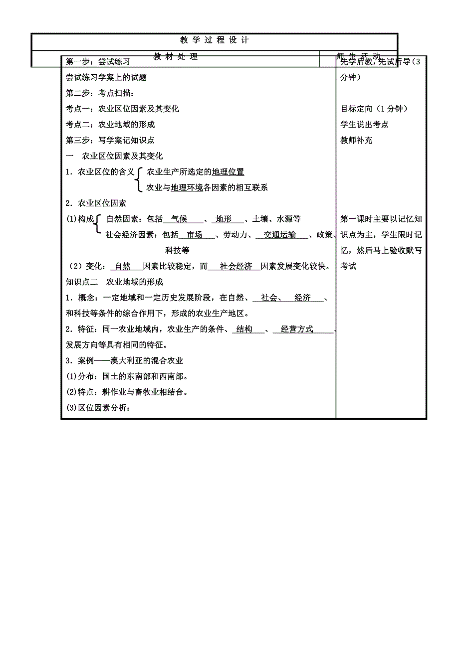 新教材 辽宁省本溪满族自治县高级中学人教版地理必修二3.1农业的区位选择 教案_第2页