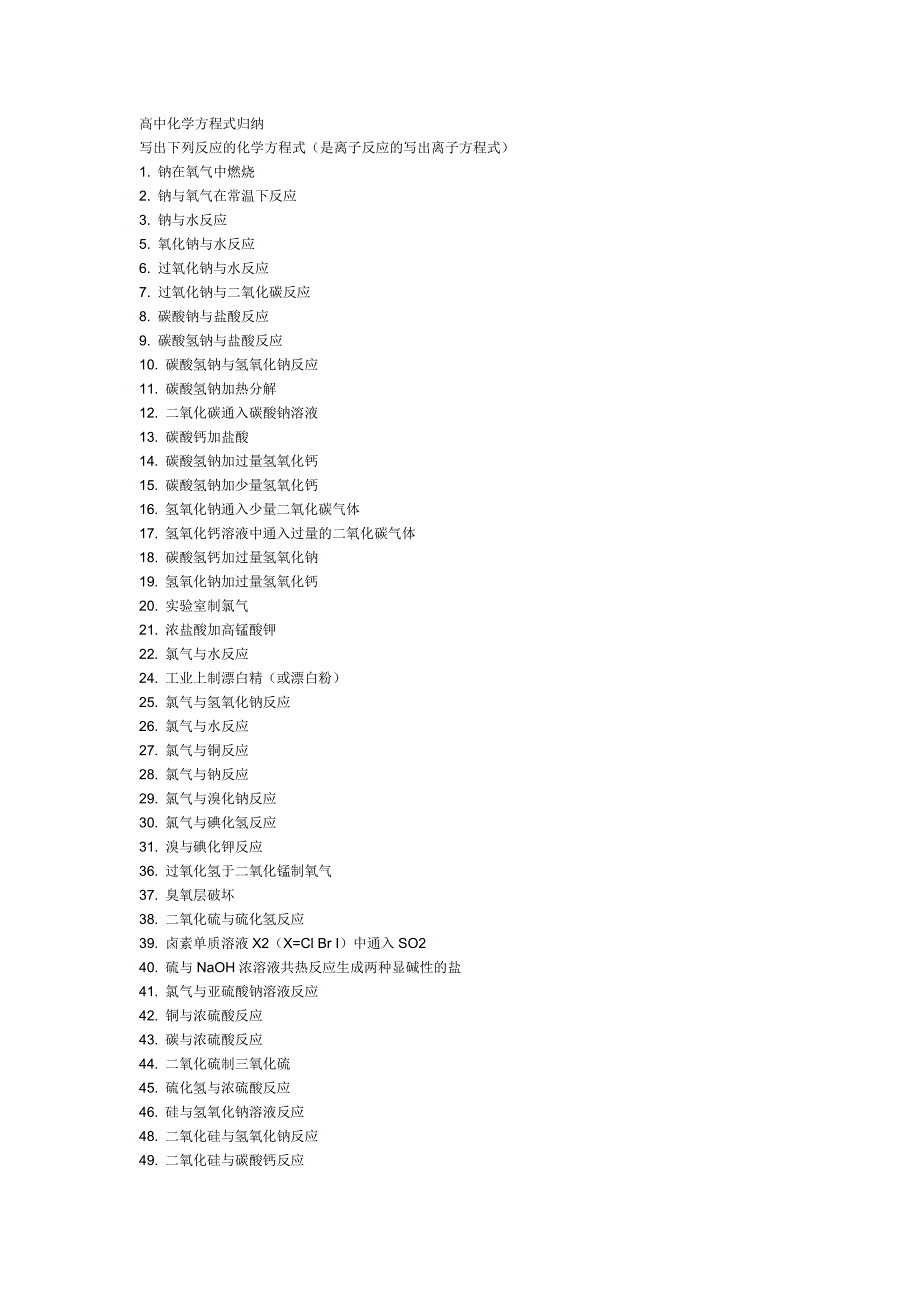高中化学方程式归纳.doc_第1页
