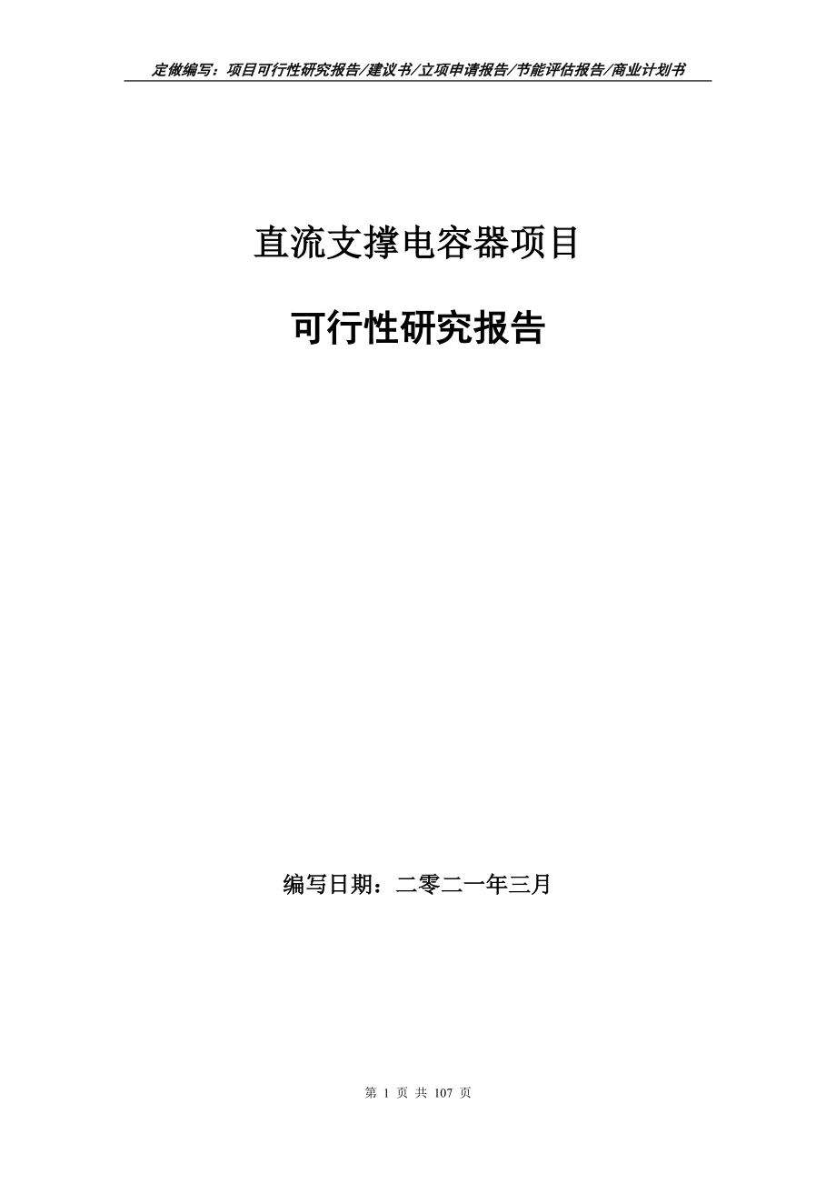 直流支撑电容器项目可行性研究报告写作范本_第1页
