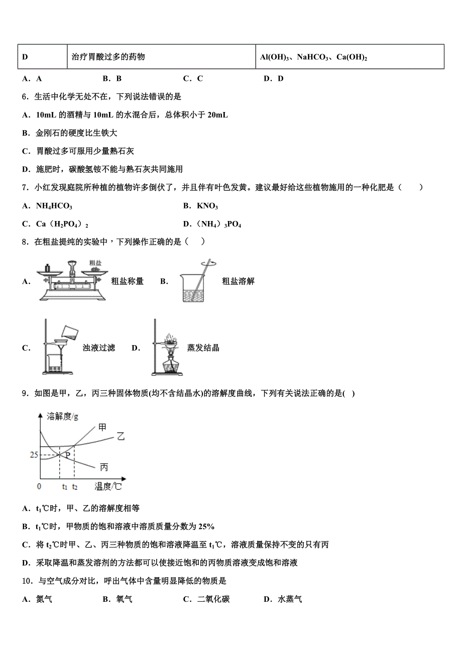 百色市重点中学2023届中考化学对点突破模拟试卷含解析_第2页