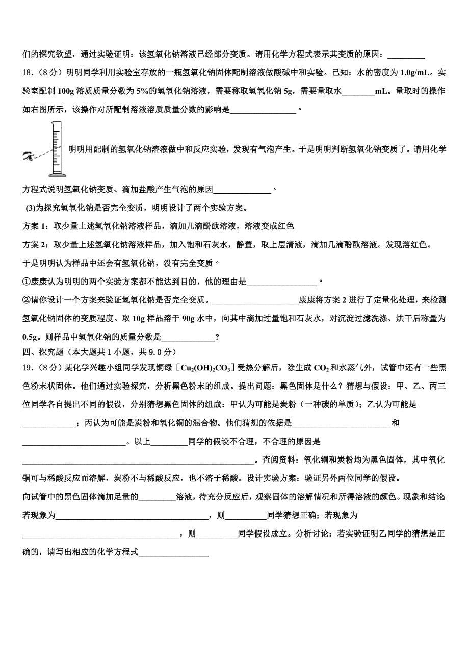 百色市重点中学2023届中考化学对点突破模拟试卷含解析_第5页