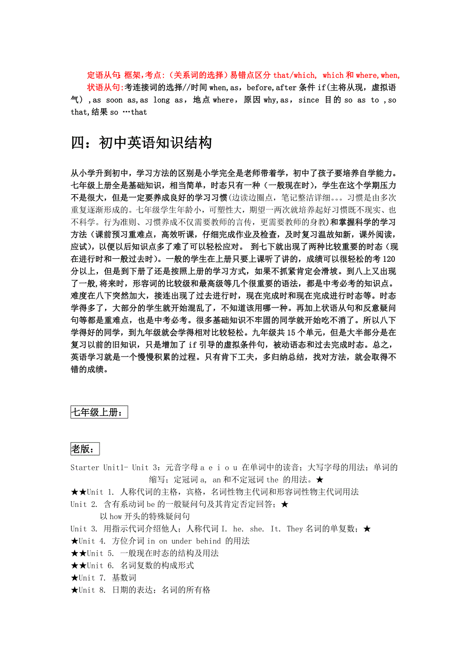 初中英语知识结构(新老教材)_第2页