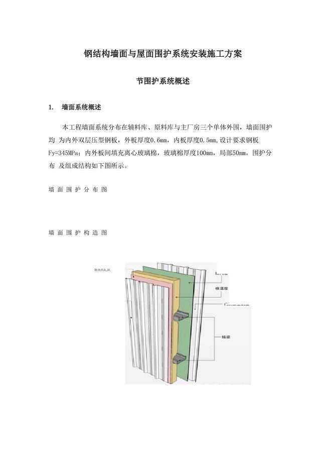 钢结构墙面与屋面围护系统安装施工方案