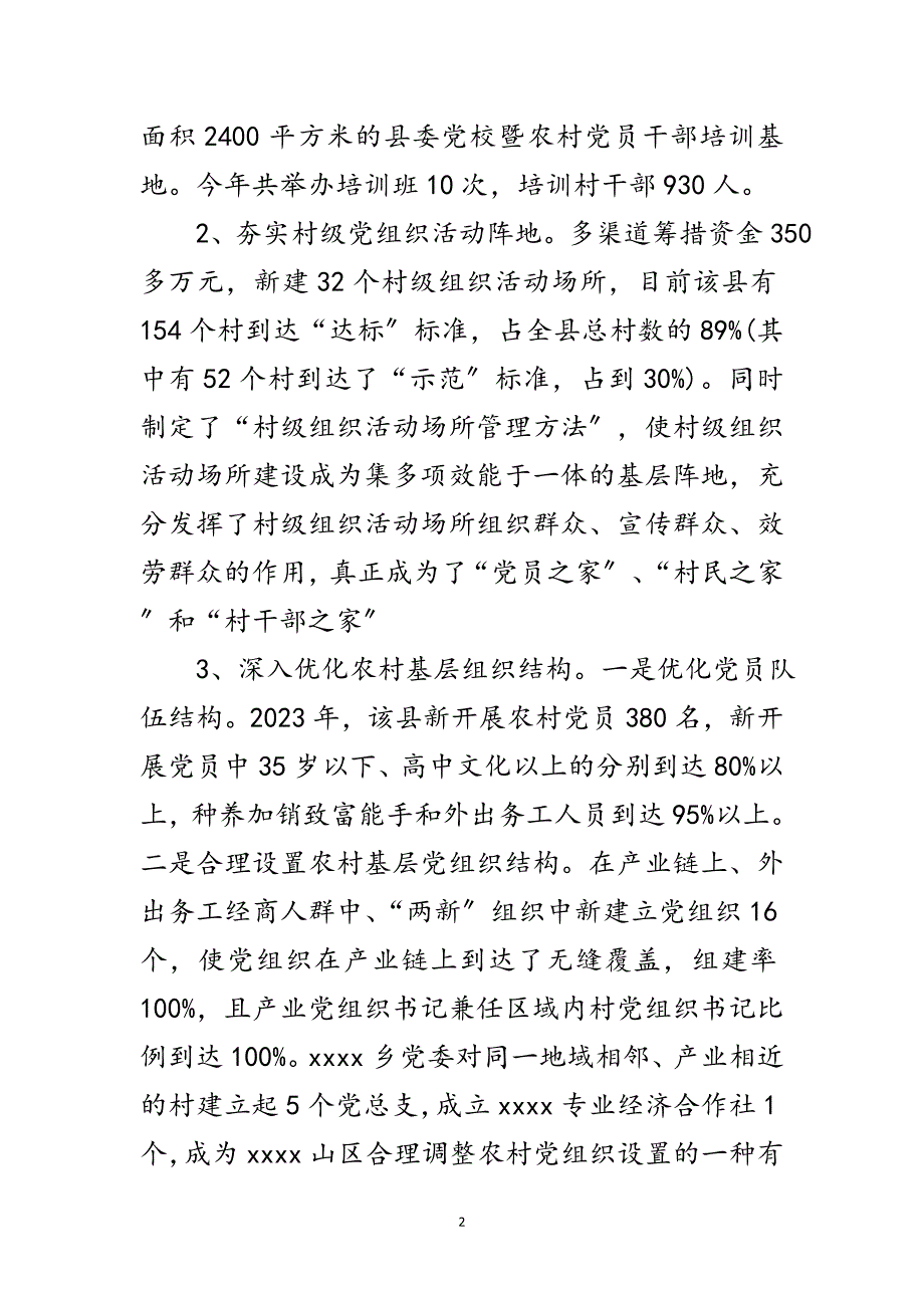 2023年农村党组织建设考核材料范文.doc_第2页