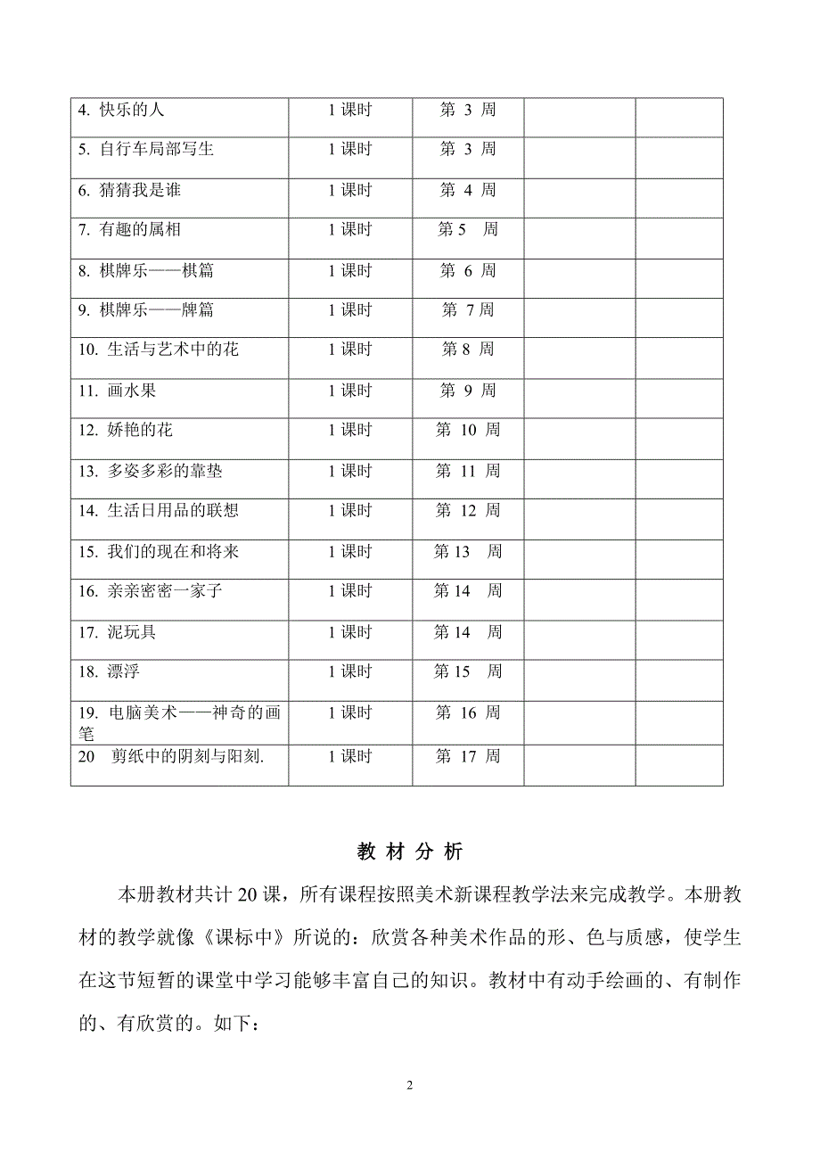 人教课标版小学四年级上册美术教案.doc_第2页