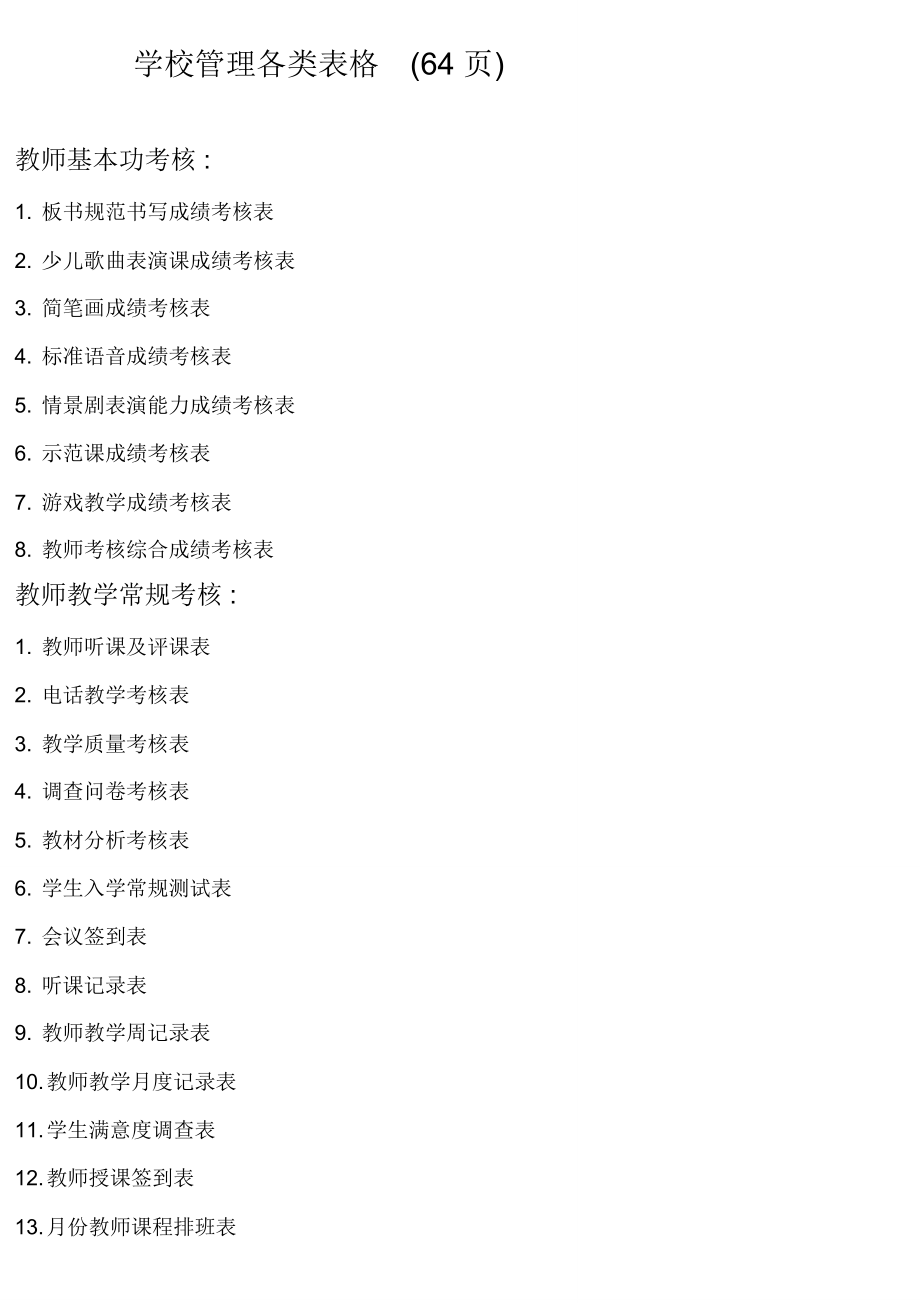 培训学校各类表格_第1页