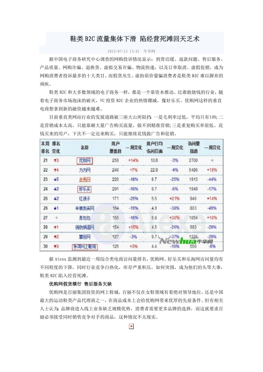 鞋类B2C流量集体下滑陷经营滩回天乏术_第1页