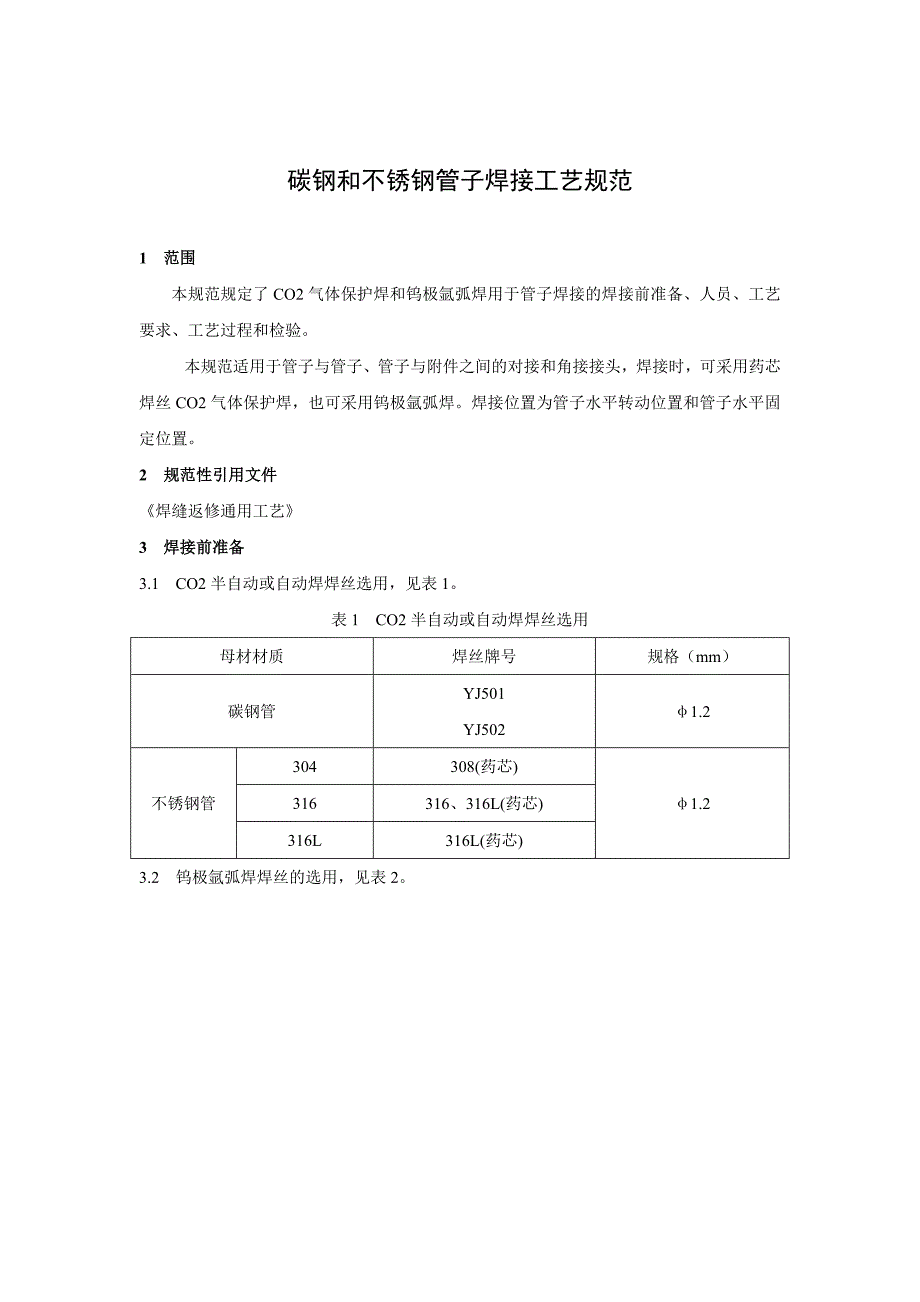 碳钢和不锈钢管子焊接工艺规范_第1页