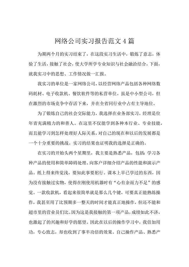网络公司实习报告范文4篇
