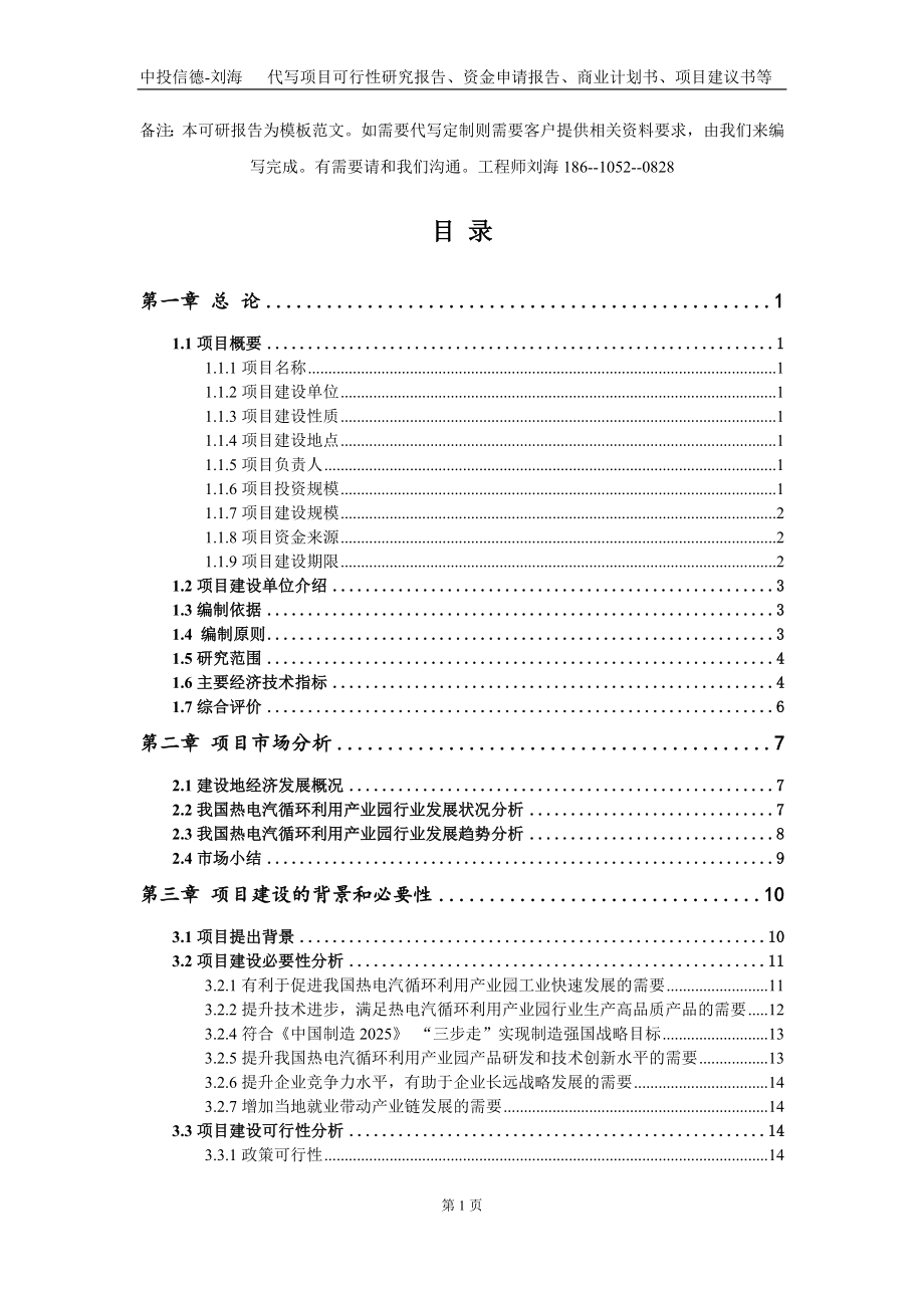 热电汽循环利用产业园项目资金申请报告写作模板定制_第2页