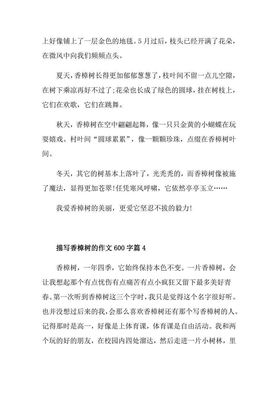 描写香樟树的作文600字初中作文精选5篇_第4页