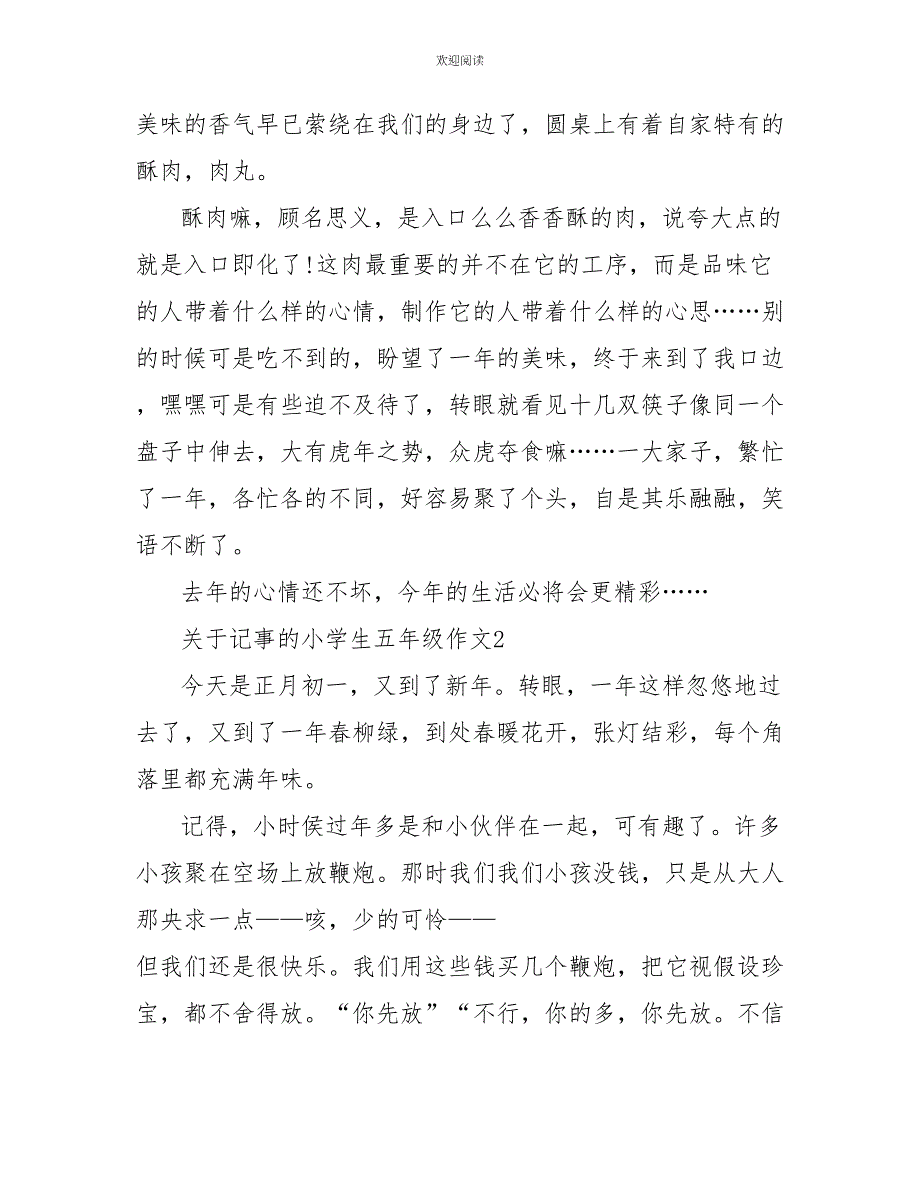 关于记事的小学生五年级作文_第2页