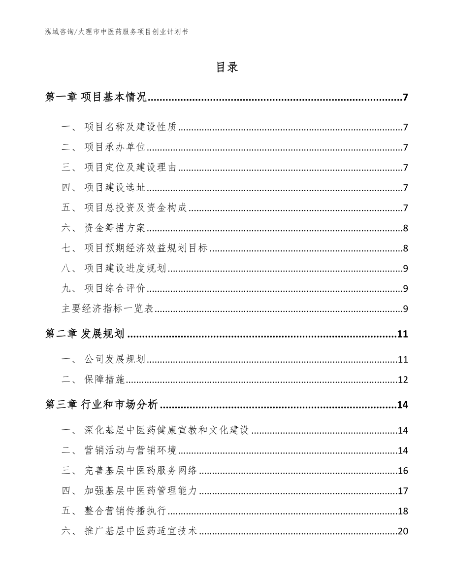 大理市中医药服务项目创业计划书_第2页