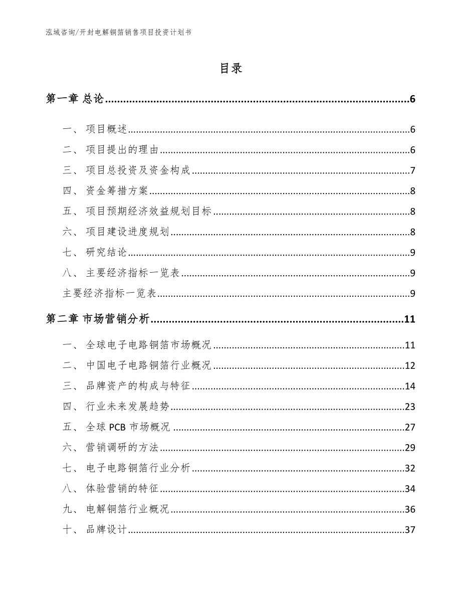 开封电解铜箔销售项目投资计划书_参考范文_第2页