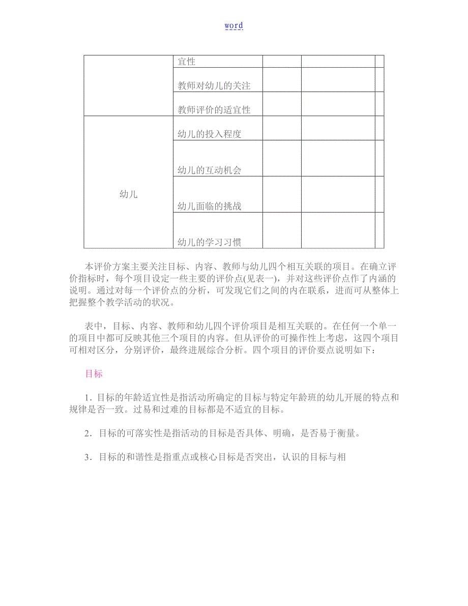 幼儿园教育课堂教学精彩活动评价与衡量方案设计讨论稿子_第5页