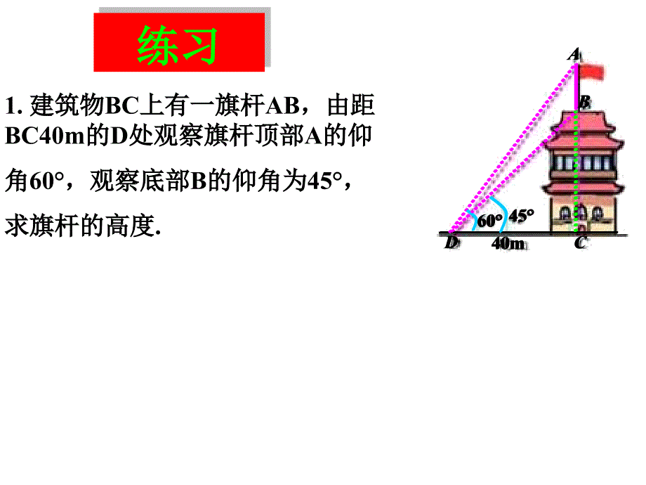 解直角三角形的应用-仰角俯角问题ppt课件_第3页