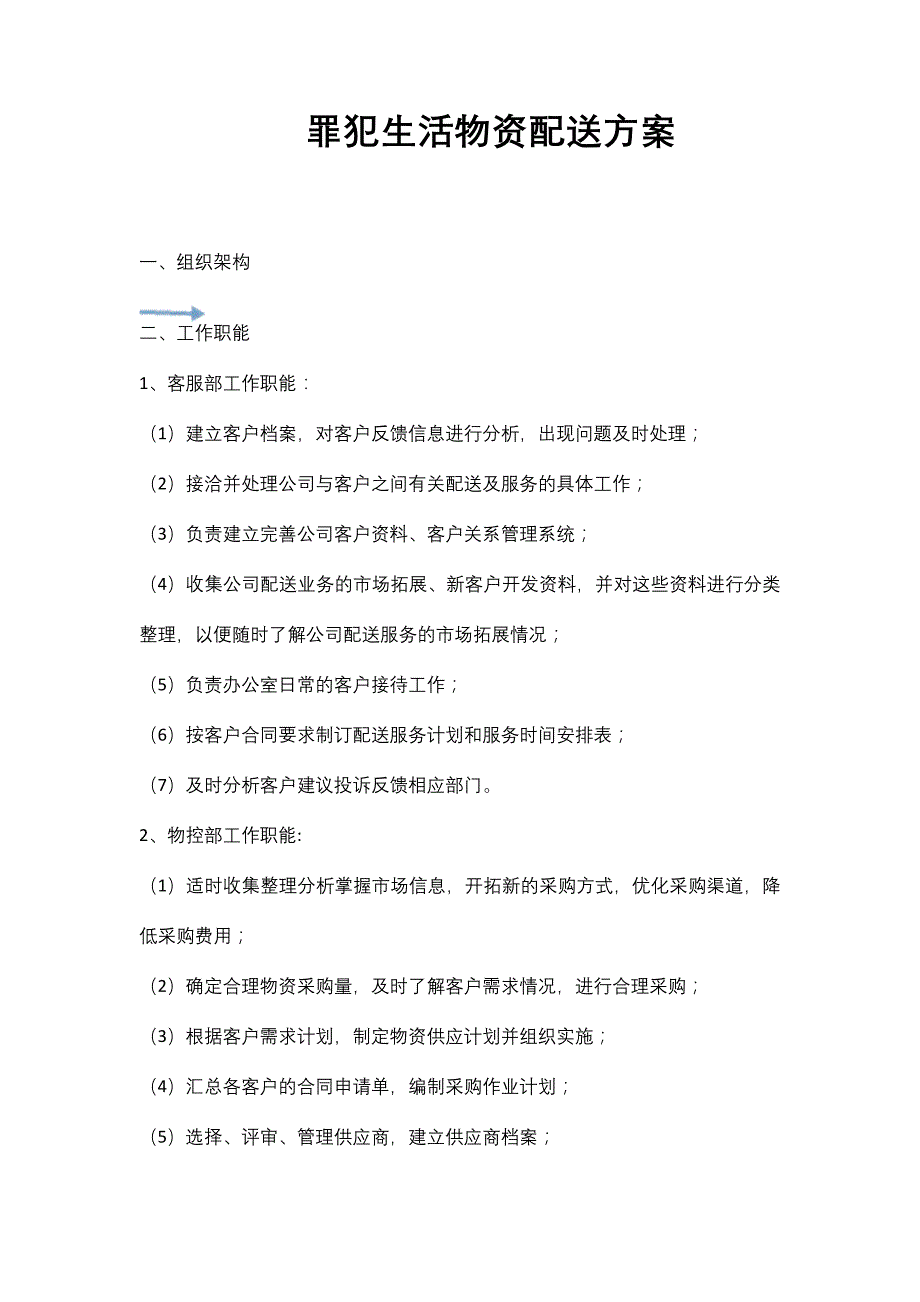罪犯生活物资配送方案（完整版）.docx_第1页