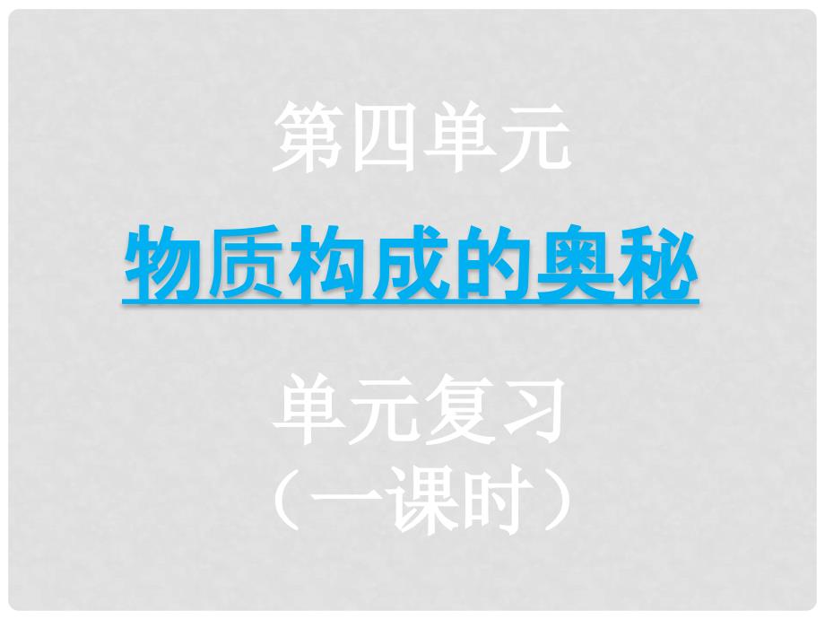 九年级化学上册 第四单元物质构成的奥秘单元复习课件 人教新课标版_第1页