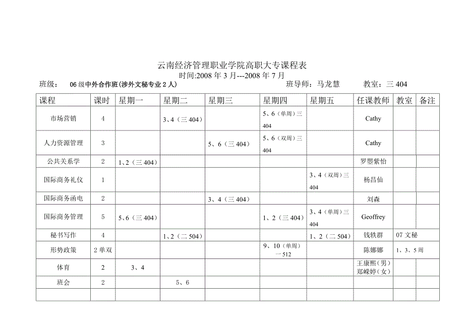 `云南经济管理职业学院高职大专课程表.doc_第3页