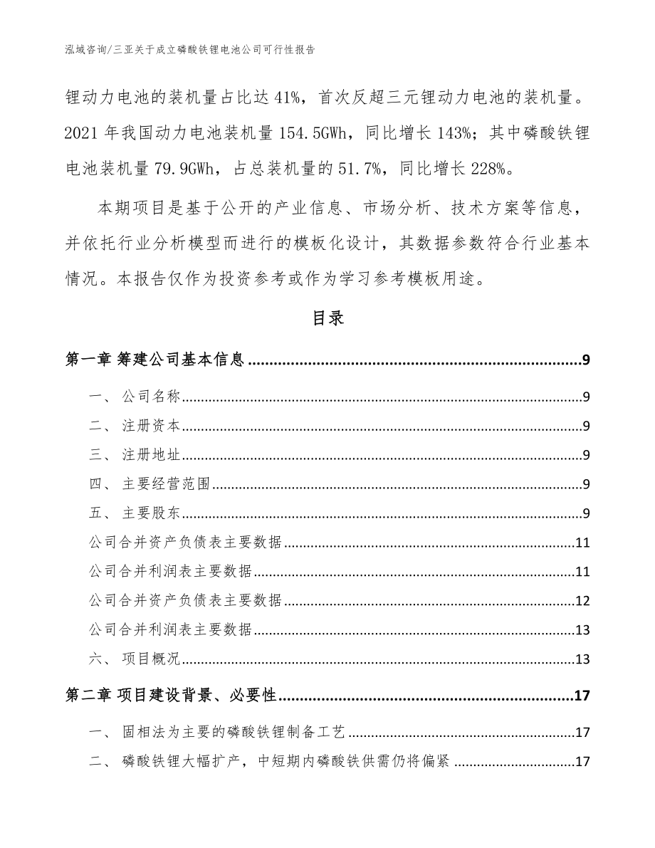 三亚关于成立磷酸铁锂电池公司可行性报告_第3页