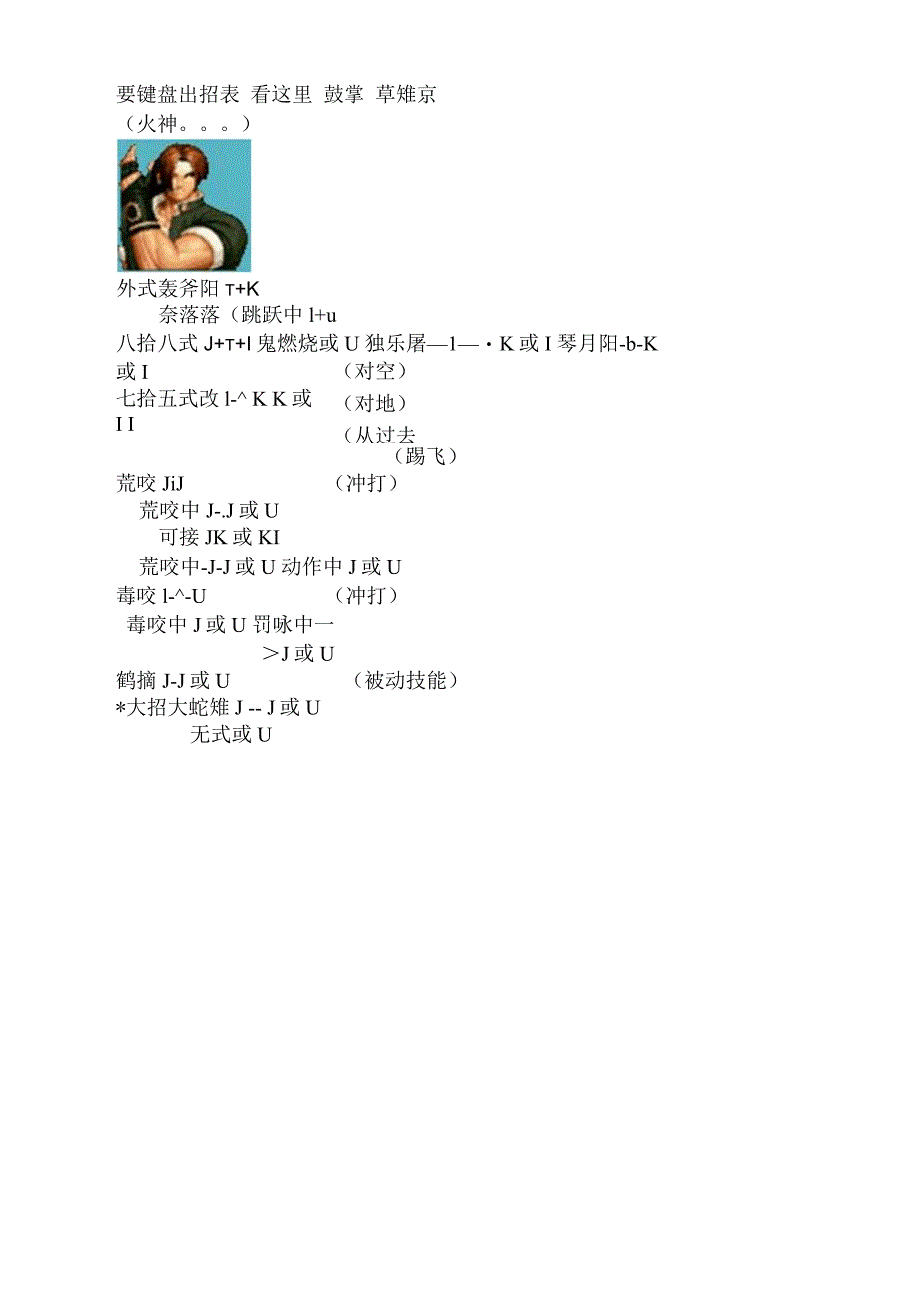 拳皇97出招表键盘(带人物头像)_第1页