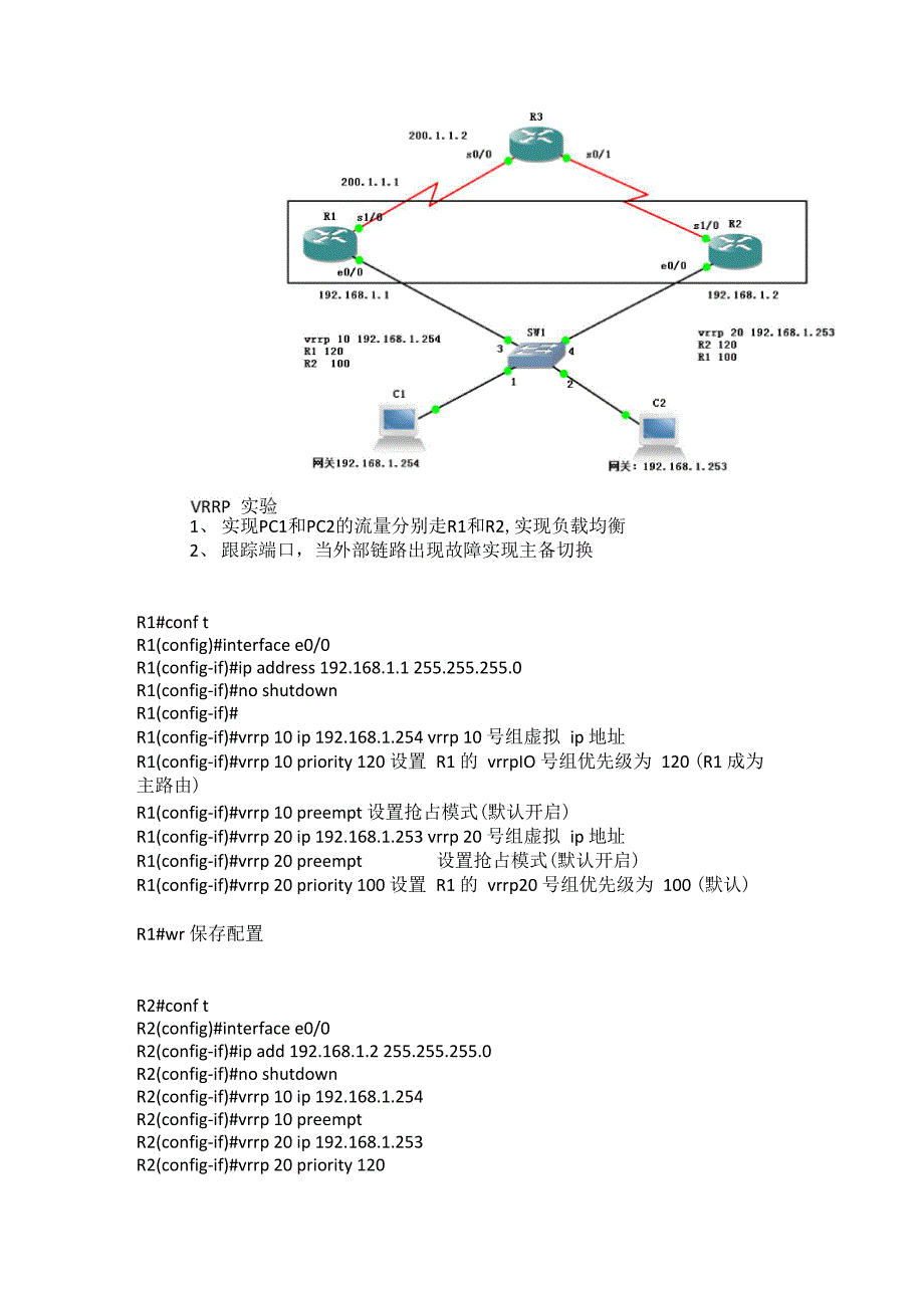 VRRP负载均衡及端口跟踪实现主备切换_第1页