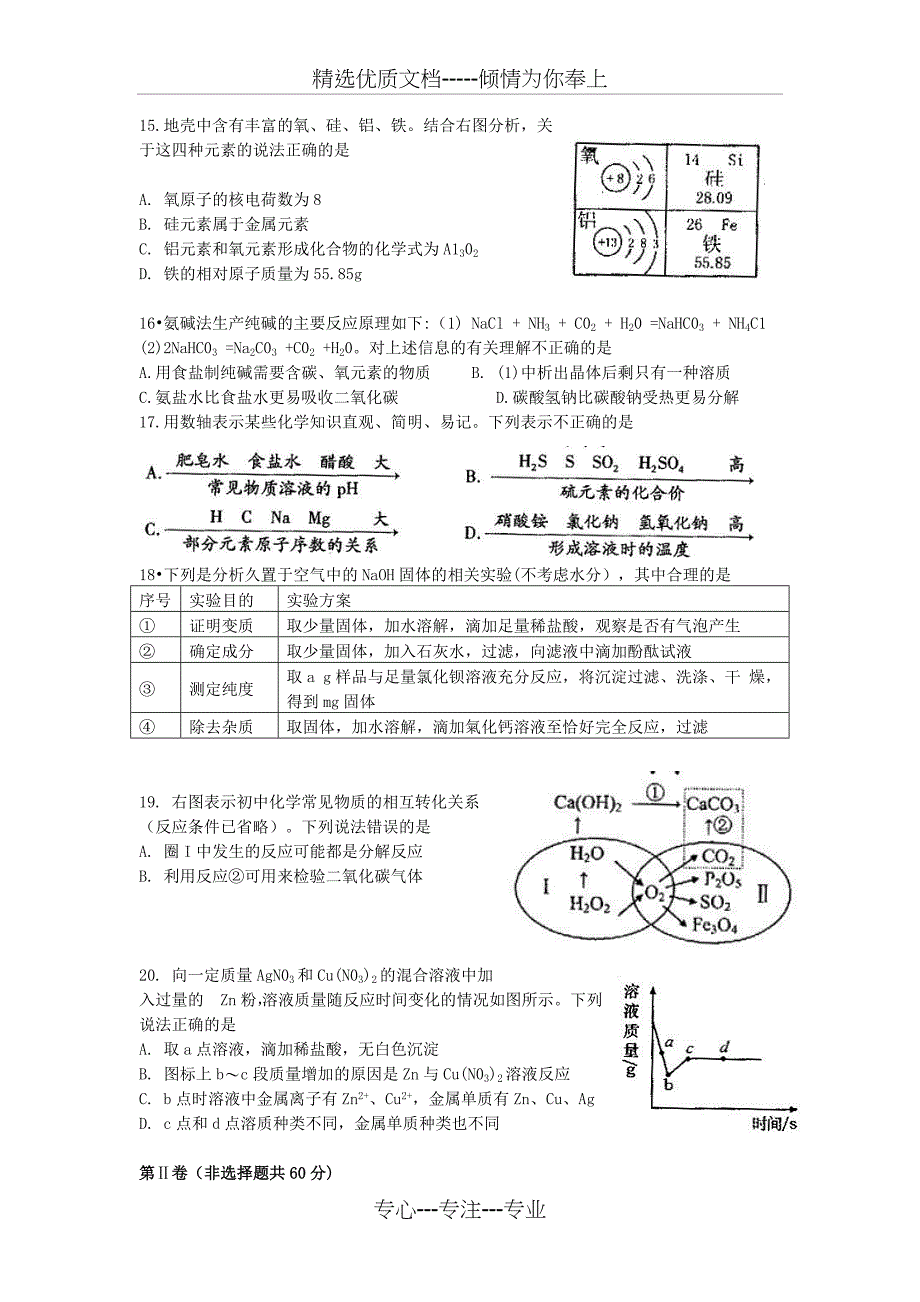 2015泰安中考化学试题及答案_第3页