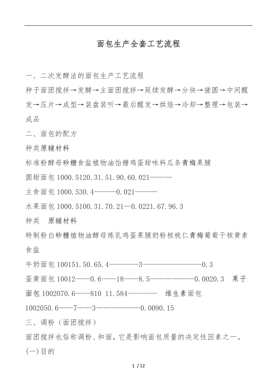 面包生产全套工艺流程图_第1页