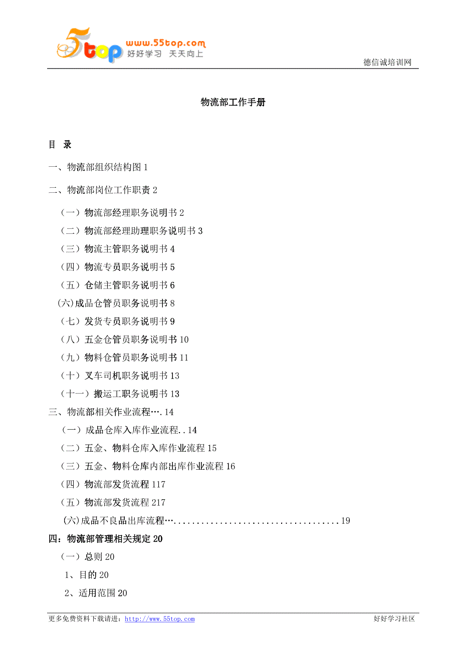 物流部工作手册范本_第1页